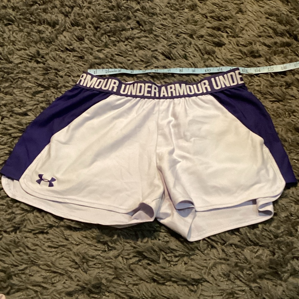 Under Armour Women's Athletic Shorts in Purple and White